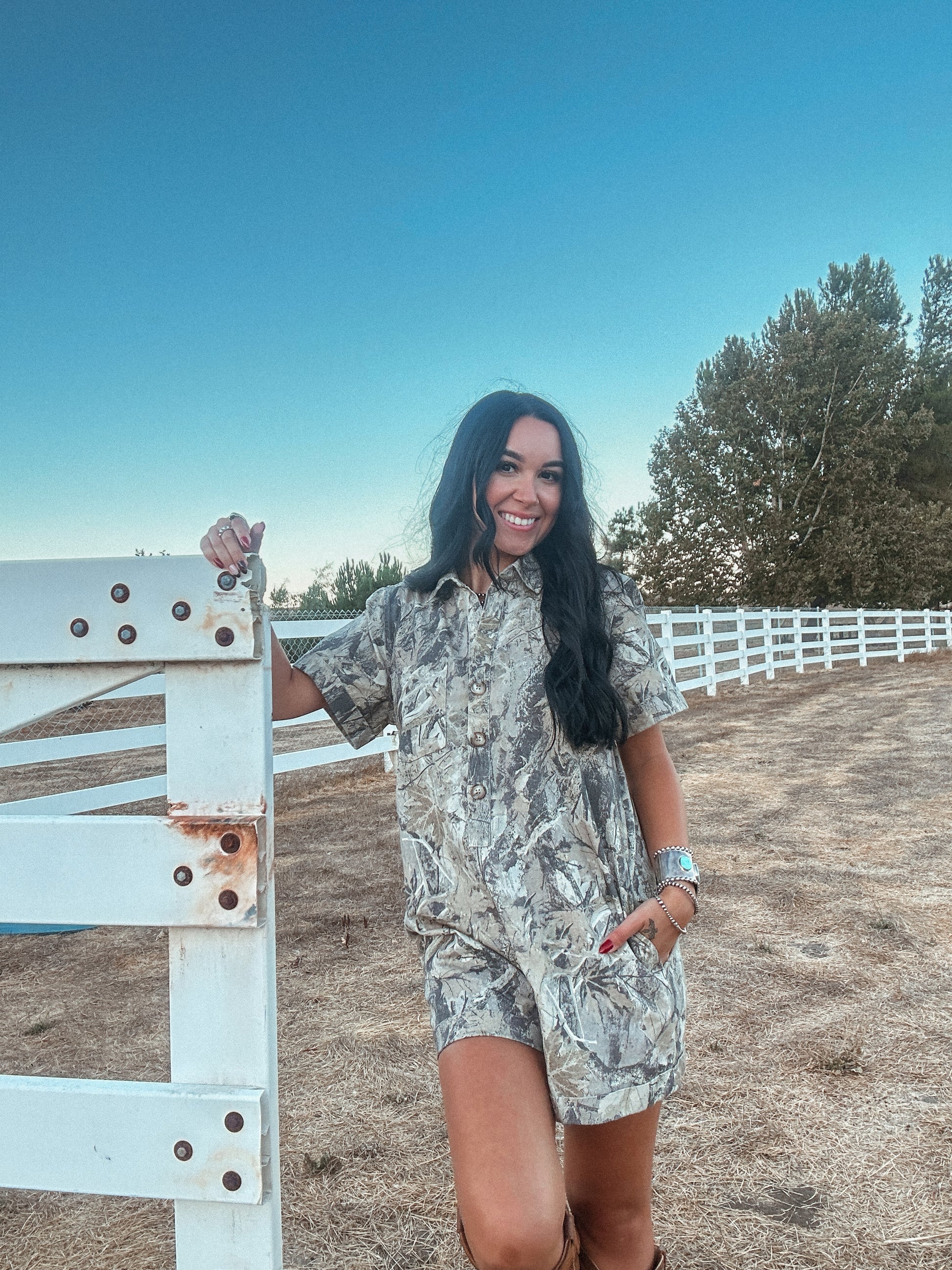 Pocketed Romper-Camouflage