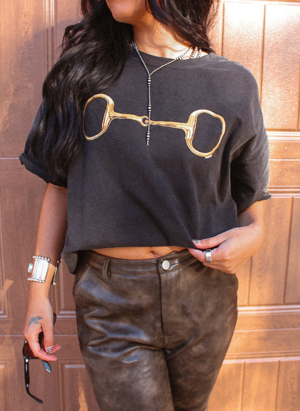 Gold Horse-Bit Boxy Tee