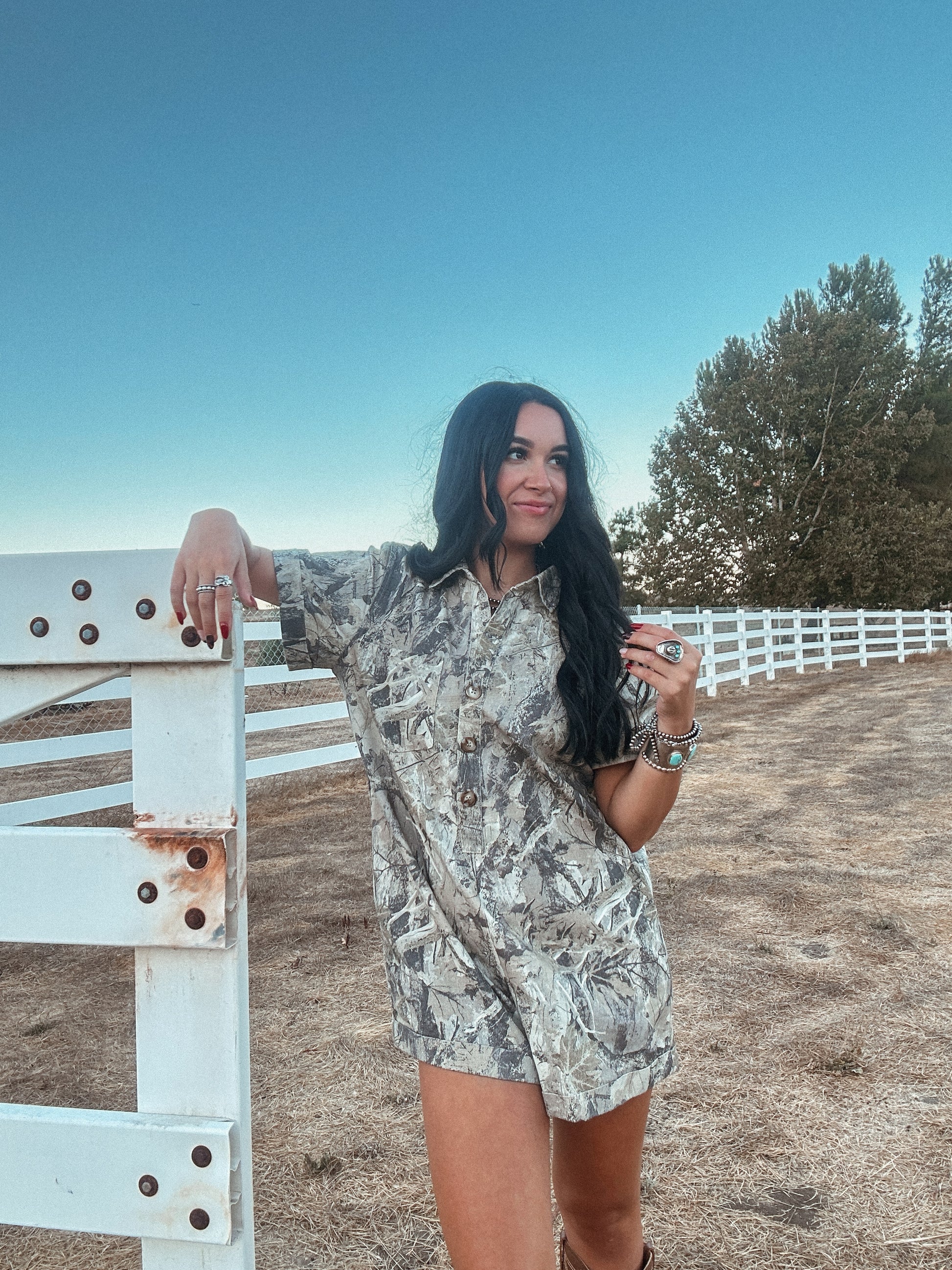 Pocketed Romper-Camouflage