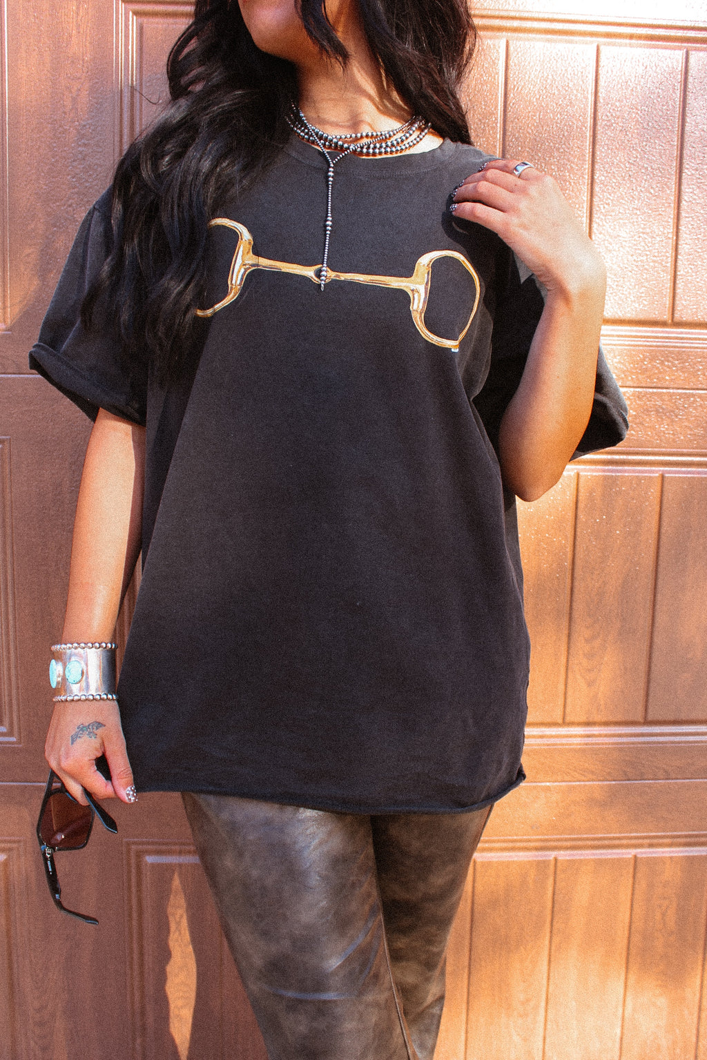 Gold Horse-Bit Boxy Tee