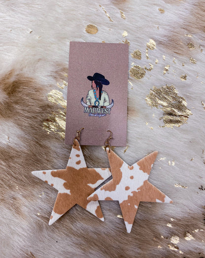 Cowhide Star Earrings