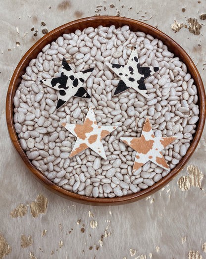 Cowhide Star Earrings