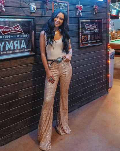 Sequin Flare Pants// L ONLY