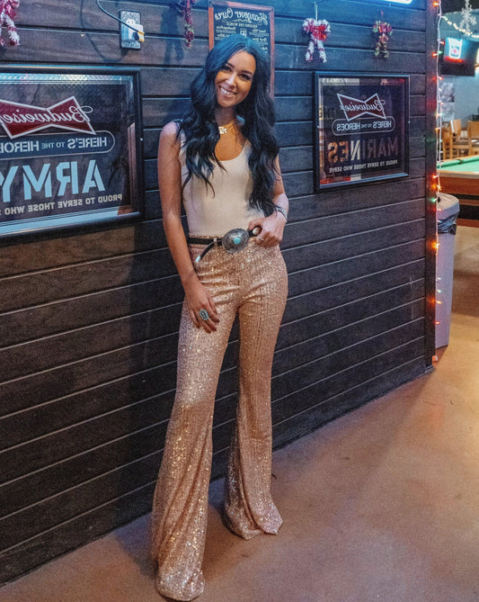 Sequin Flare Pants// L ONLY