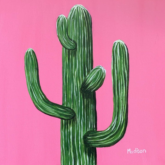 Pink Cactus Painting